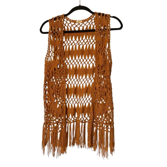 Garage Mustard Crochet Vest - Picture 1 of 5